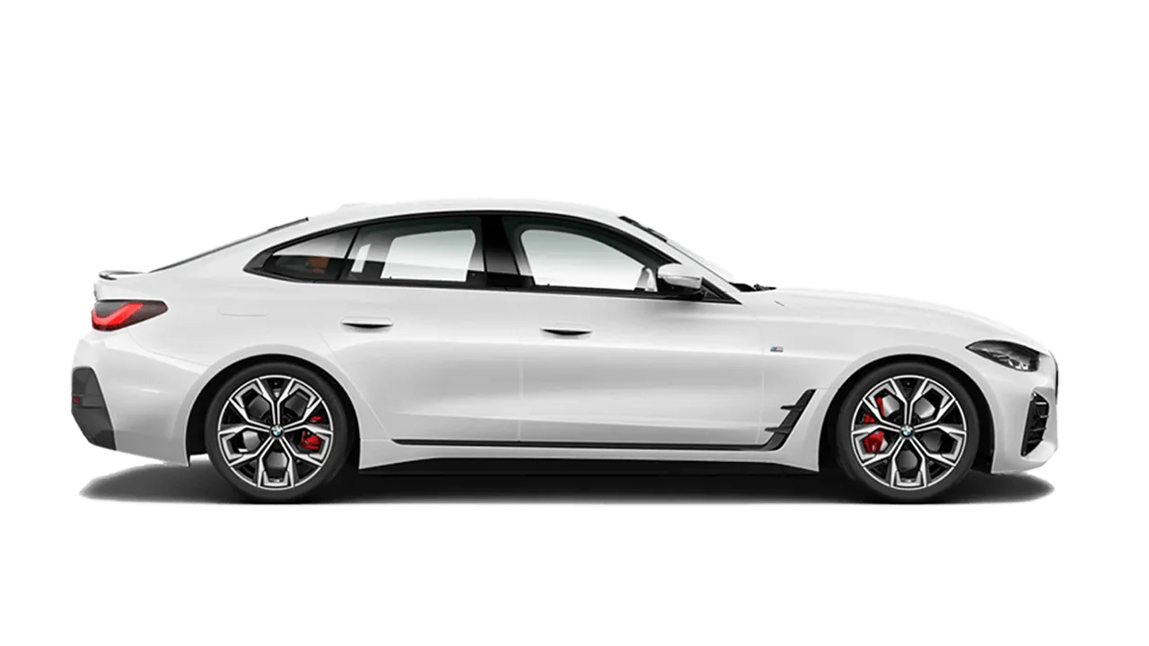 Side view of a bmw 430i white.
