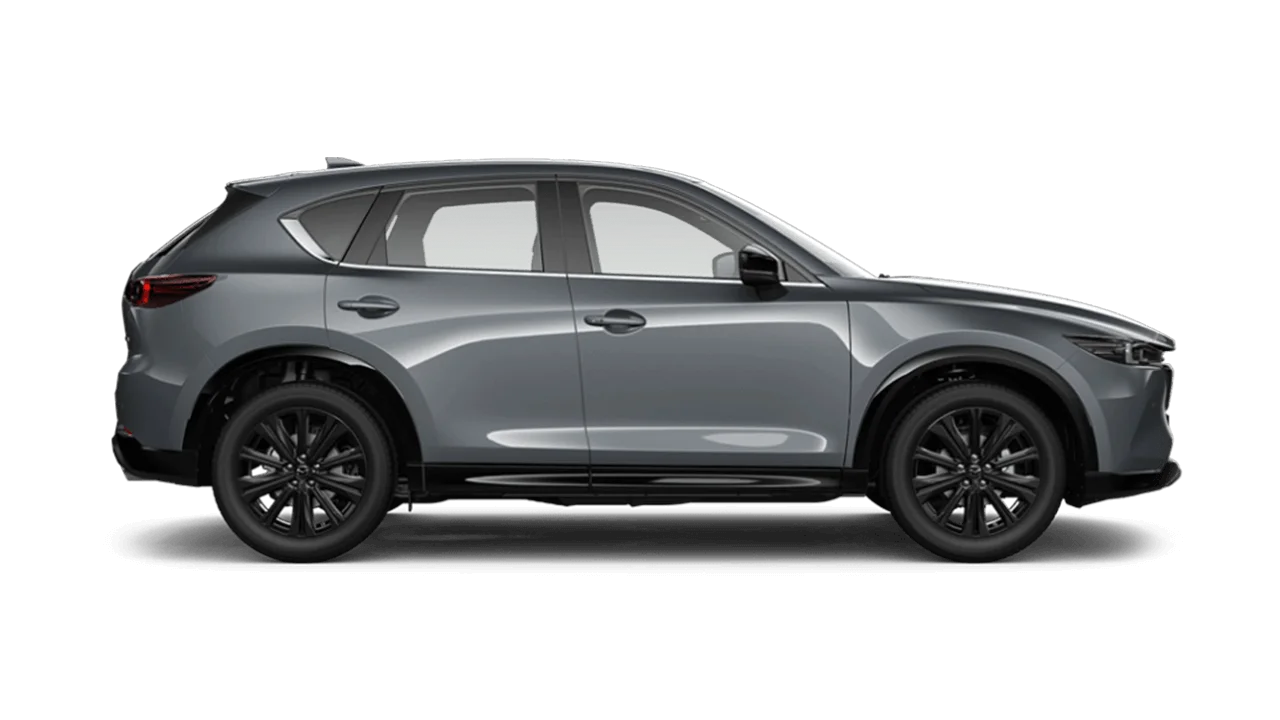 Side view of a mazda cx 5 polymetal grey.